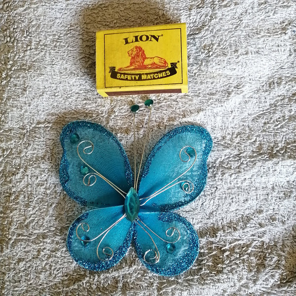 Butterfly Wire, Beads and Glitter (Blue)