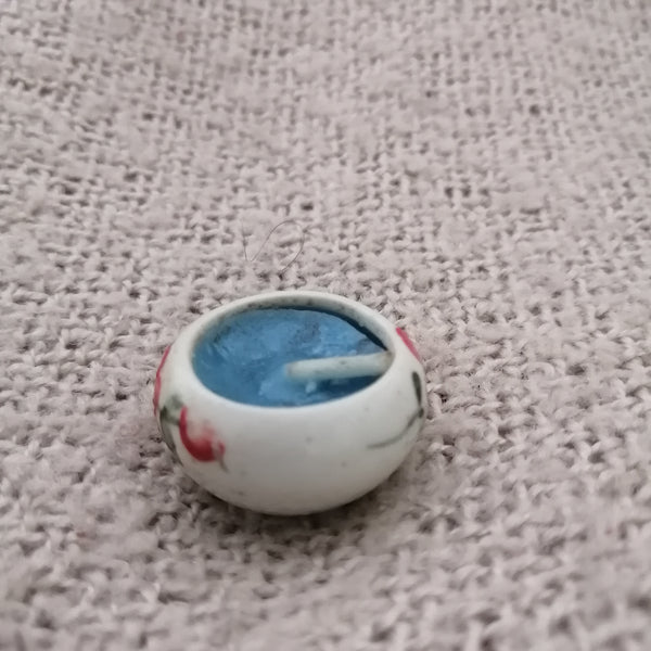Tiny Candle in Ceramic Floral Candle Holder