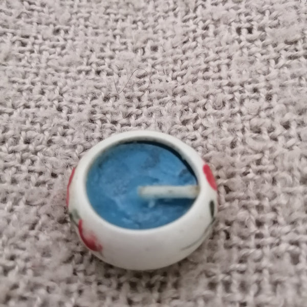 Tiny Candle in Ceramic Floral Candle Holder
