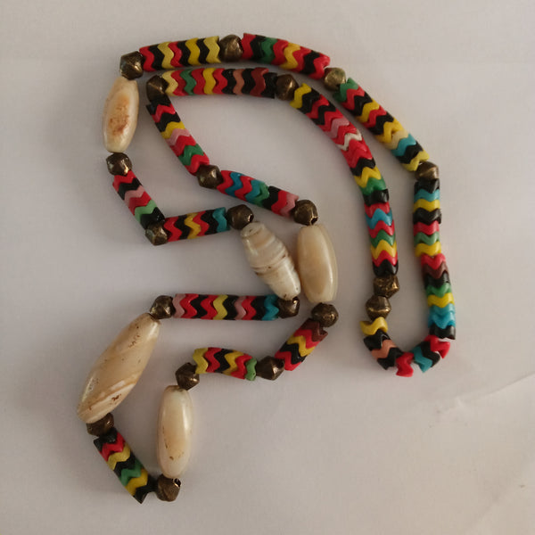 Multicolour Snake Bead Necklace with Cream Accents