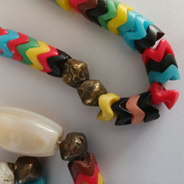 Multicolour Snake Bead Necklace with Cream Accents