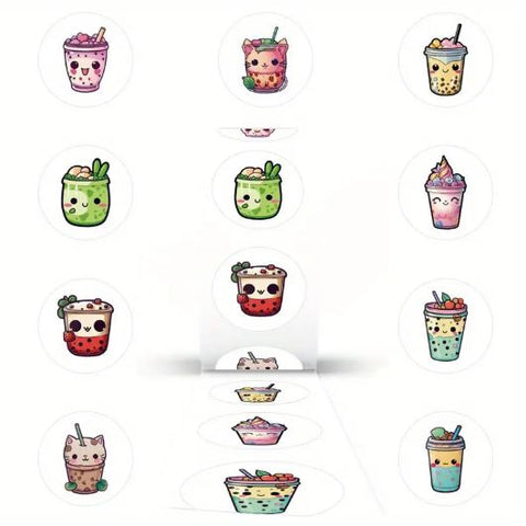 Kawaii Animal & Fruit Bubble Tea Stickers
