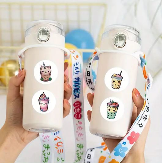 Kawaii Animal & Fruit Bubble Tea Stickers
