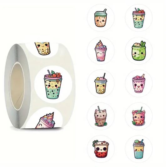 Kawaii Animal & Fruit Bubble Tea Stickers