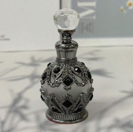 Vintage Diamond-Edged Cone-Shaped Glass Perfume Bottle 15ml
