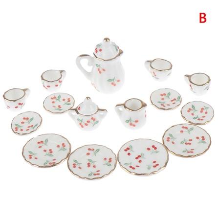 Miniature Tea Set - Cherry Design (Miniature, suitable for printer's tray)