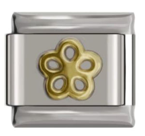 Italian Charm Flower Outline Embossed in 'Gold' (Fits Nomination Bracelet)