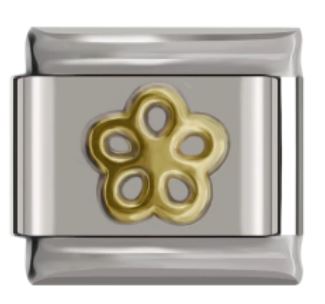 Italian Charm Flower Outline Embossed in 'Gold' (Fits Nomination Bracelet)