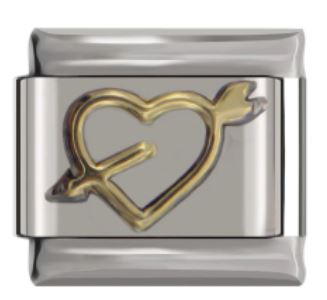 Italian Charm Heart & Arrow Outline in 'Gold' (Fits Nomination Bracelet)