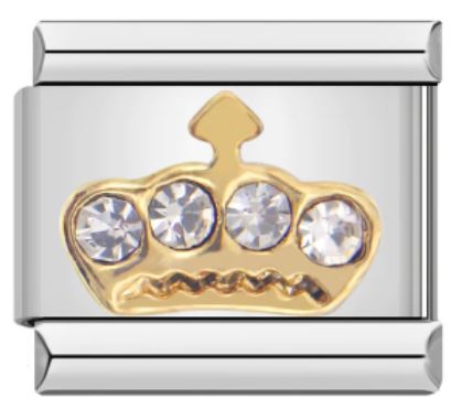 Italian Charm Crown 'Gold' Diamante (Fits Nomination Bracelet)