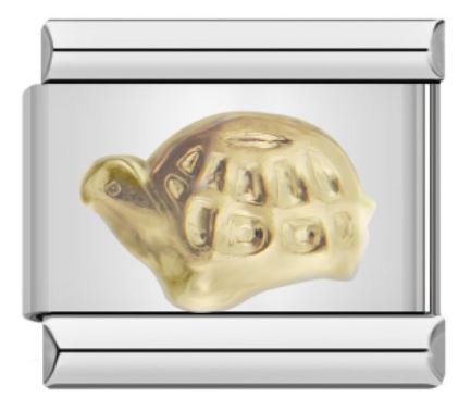 Italian Charm Tortoise Embossed in 'Gold' (Fits Nomination Bracelet)