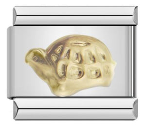 Italian Charm Tortoise Embossed in 'Gold' (Fits Nomination Bracelet)