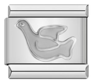 Italian Charm Dove White Enamel (Fits Nomination Bracelet)