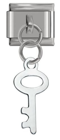 Italian Charm Dangle Key Flat 'Silver' (Fits Nomination Bracelet)