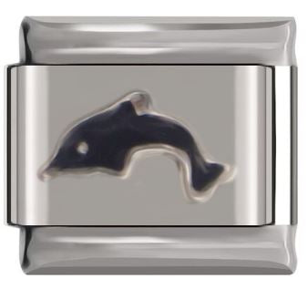 Italian Charm Dolphin Black Enamel (Fits Nomination Bracelet)