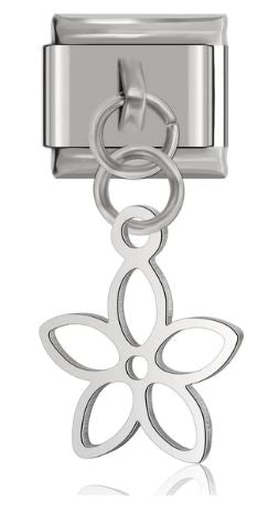 Italian Charm Dangle 'Silver' Flower (Fits Nomination Bracelet)