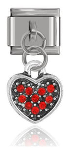 Italian Charm Dangle Rhinestone Heart Red (Fits Nomination Bracelet)