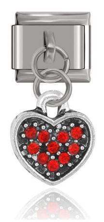 Italian Charm Dangle Rhinestone Heart Red (Fits Nomination Bracelet)