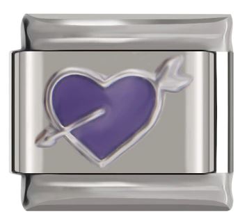 Italian Charm Heart Cupid Enamel Purple (Fits Nomination Bracelet)
