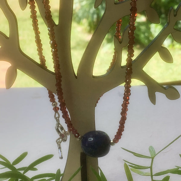 Garnet & Lapis Lazuli Necklace with Beautiful Toggle Clasp