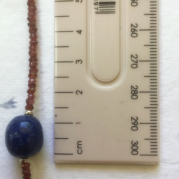 Garnet & Lapis Lazuli Necklace with Beautiful Toggle Clasp