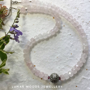 Rose Quartz & Hill Tribe Silver Necklace