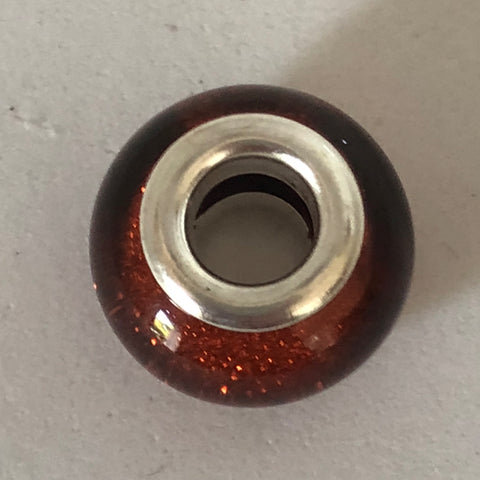 Bead Fitting Pandora Murano-Type Rust, Glitter