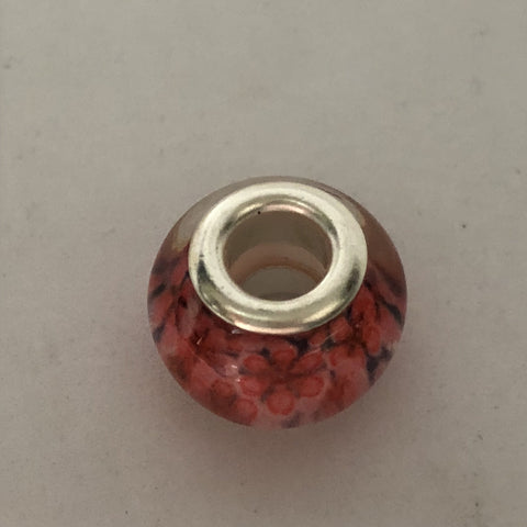 Bead Fitting Pandora Murano-Type Pink Bead Flower Design