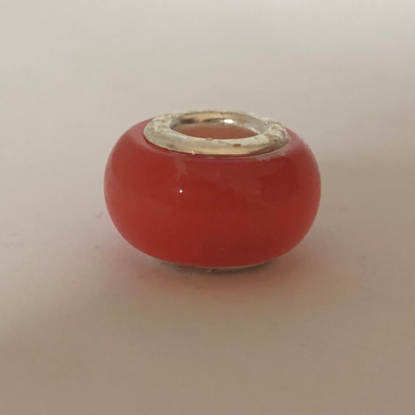 Bead Fitting Pandora Murano-Type Orange Glass Bead