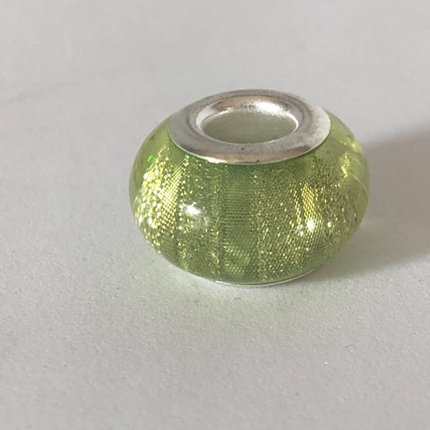 Bead Fitting Pandora Murano-Type Green Metallic