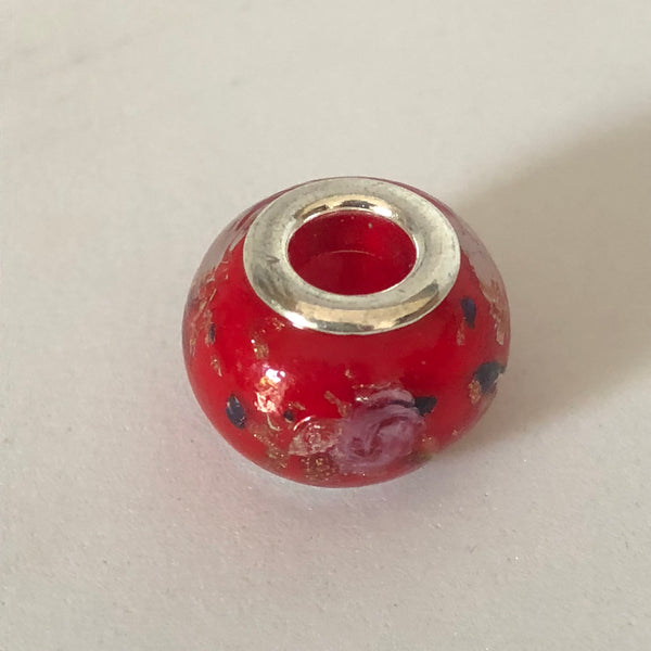 Bead Fitting Pandora Murano-Type Red Rose