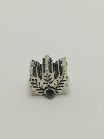 Bead Fitting Pandora 'Silver', Three Leaf (Black Gemstone), Spacer