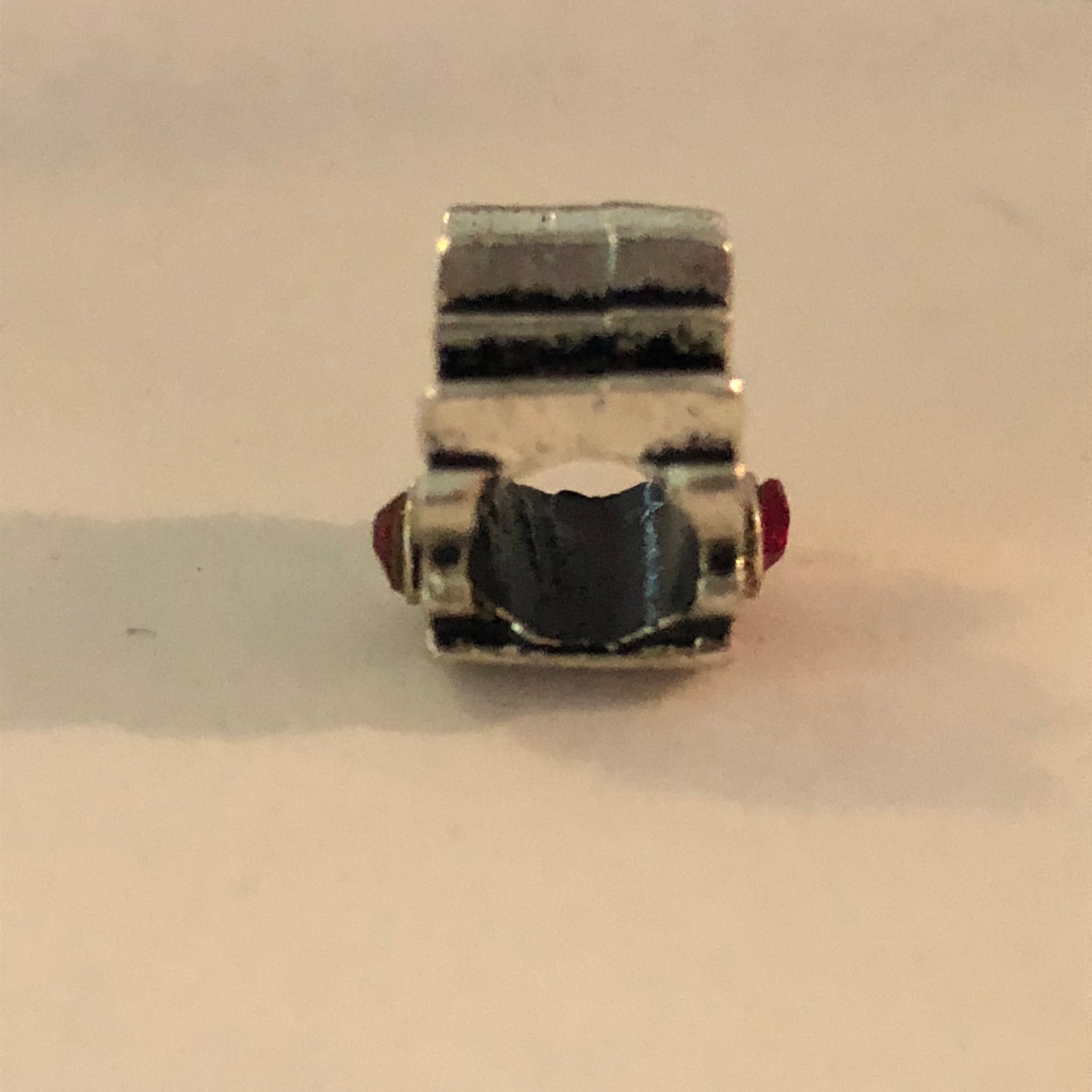 Bead Fitting Pandora 'Silver', Three Leaf (Red Gemstone), Spacer