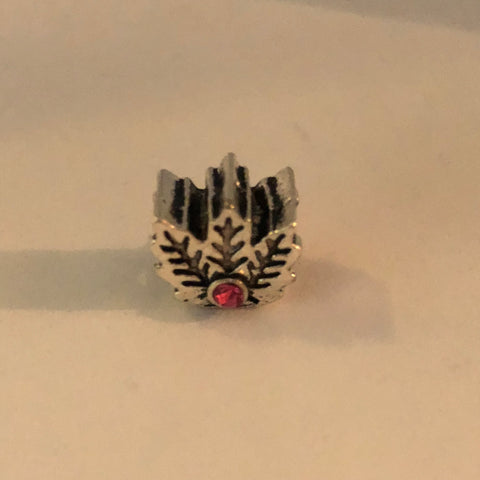 Bead Fitting Pandora 'Silver', Three Leaf (Pink Gemstone), Spacer