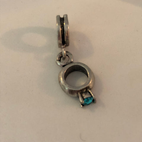 Bead Fitting Pandora 'Silver', Ring (Blue Gemstone), Dangle