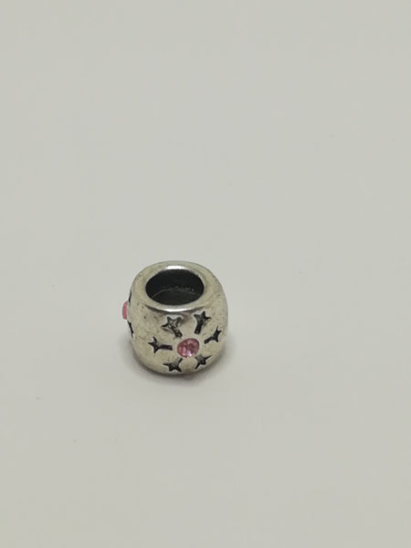 Bead Fitting Pandora 'Silver', Flower (Pink Gemstone)