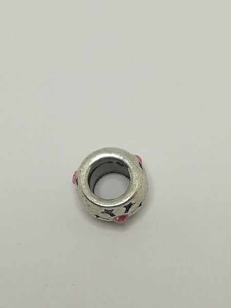 Bead Fitting Pandora 'Silver', Flower (Pink Gemstone)