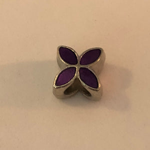 Bead Fitting Pandora 'Silver', Flower (Purple Enamel), Spacer