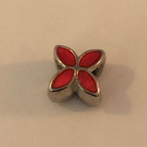 Bead Fitting Pandora 'Silver', Flower (Pink/Apricot Enamel), Spacer