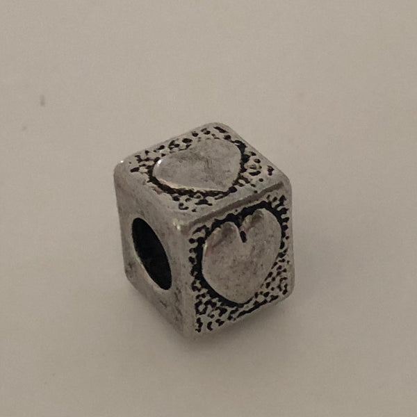 Bead Fitting Pandora 'Silver', Cube Heart, Spacer