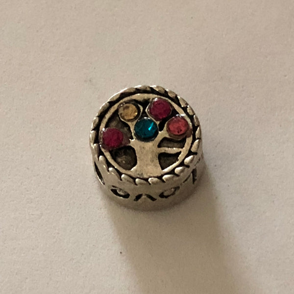 Bead Fitting Pandora 'Silver', Red & Purple Enamel Flower Gemstone