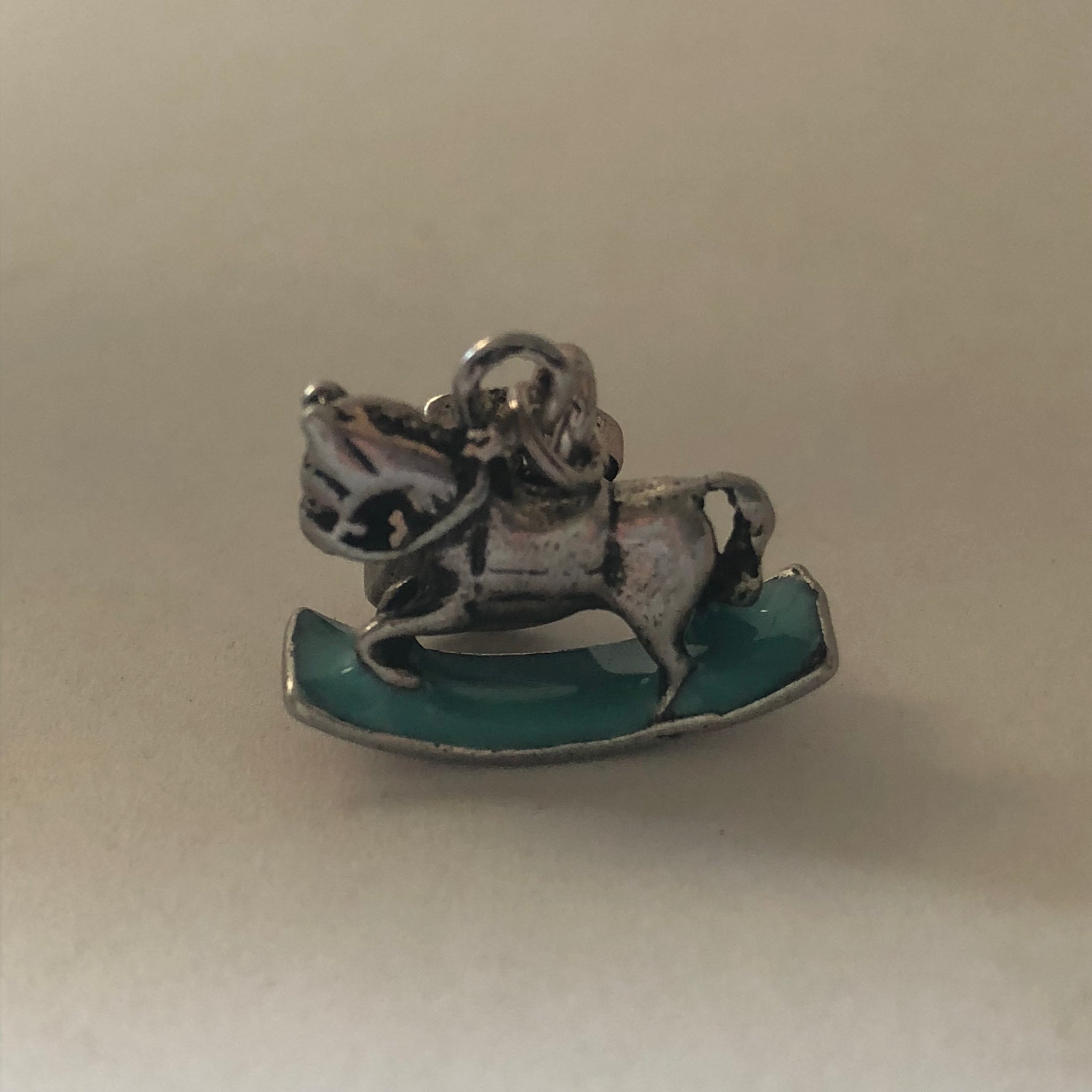 Bead Fitting Pandora Turquoise Enamel & 'Silver' Rocking Horse, Dangle