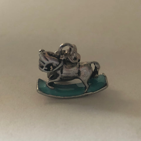 Bead Fitting Pandora Turquoise Enamel & 'Silver' Rocking Horse, Dangle