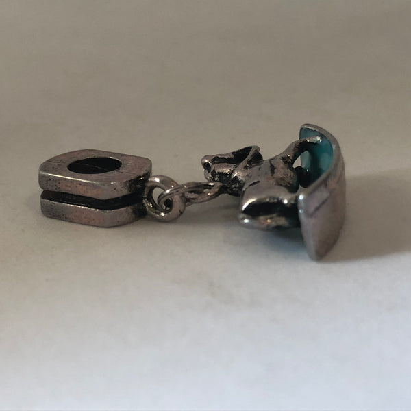 Bead Fitting Pandora Turquoise Enamel & 'Silver' Rocking Horse, Dangle