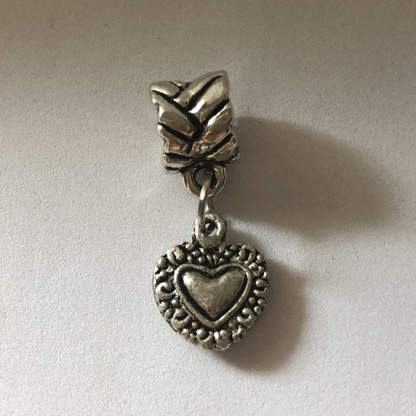 Bead Fitting Pandora 'Silver' Black Heart Dangle Baroque Design