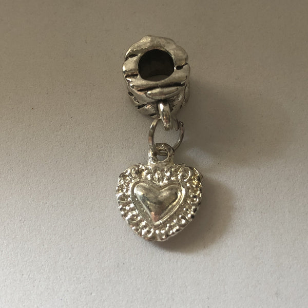 Bead Fitting Pandora 'Silver' Black Heart Dangle Baroque Design