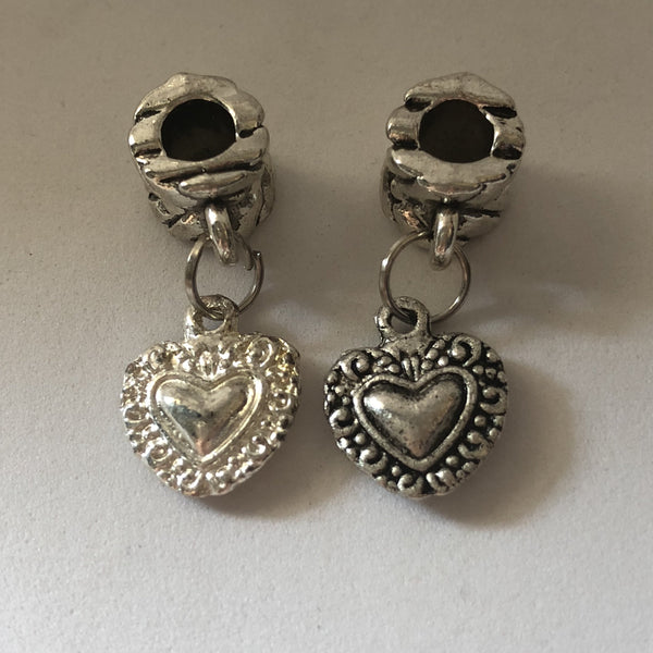 Bead Fitting Pandora 'Silver' Black Heart Dangle Baroque Design