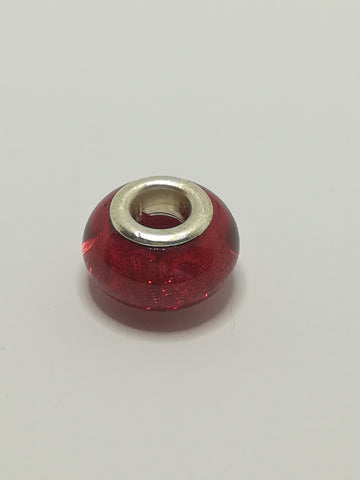 Bead Fitting Pandora Murano-Type Red Glitter/Metallic