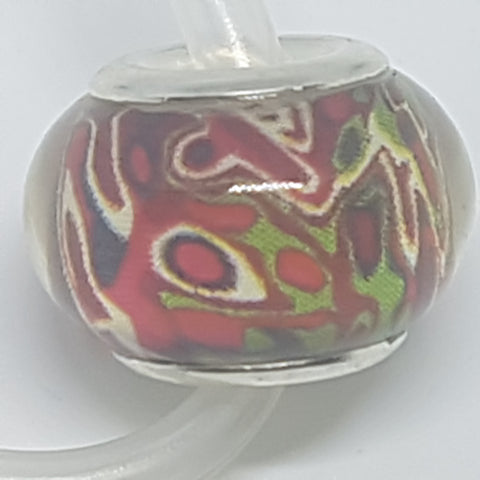 Bead Fitting Pandora Murano-Type Multicoloured Abstract Design