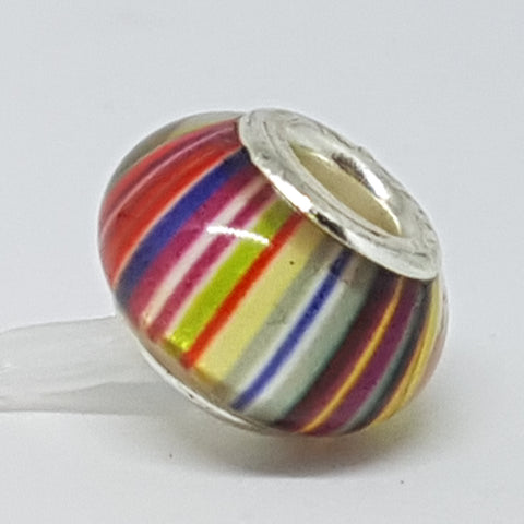 Bead Fitting Pandora Murano-Type Rainbow Stripes